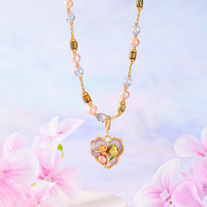 Pearl Heart Colorful Beads Necklace