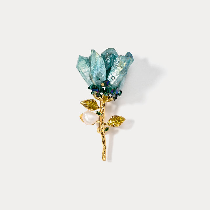 Selenichast Antique Crystal Flower Brooch