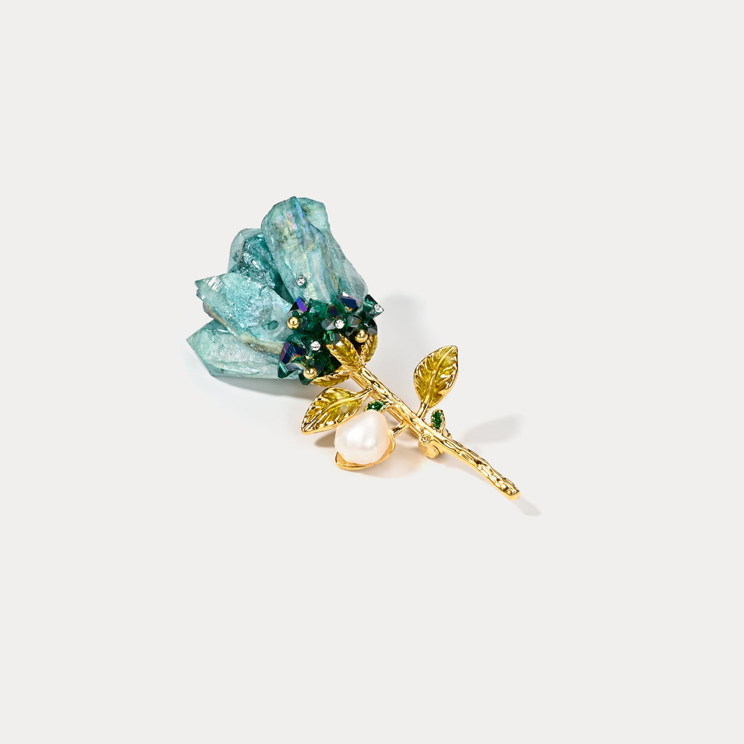 Selenichast Antique Crystal Flower Brooch