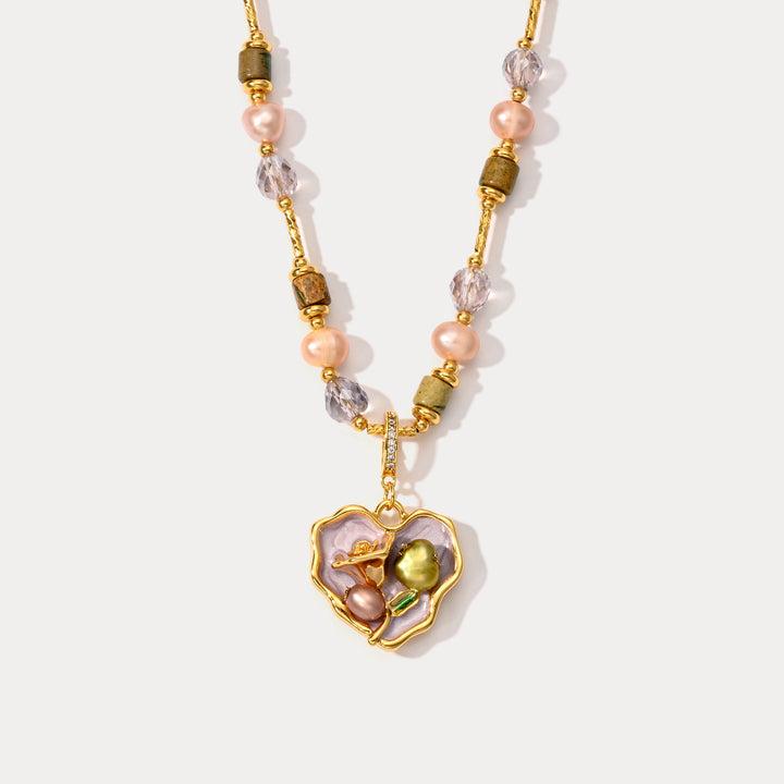 Pearl Heart Colorful Beads Necklace