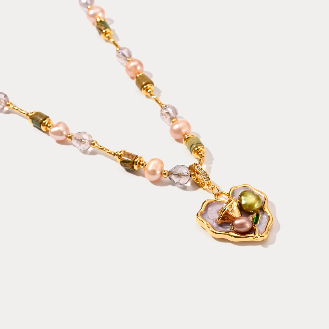 Pearl Heart Colorful Beads Necklace