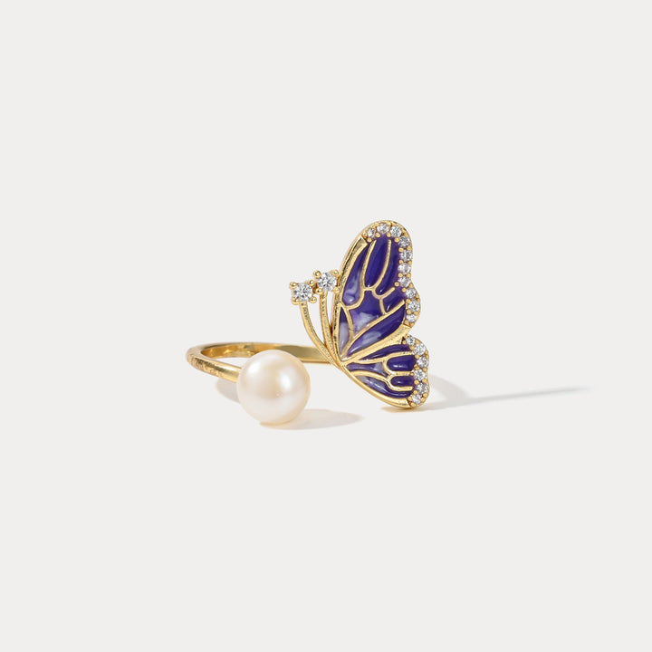 Selenichast Half Butterfly Pearl Ring