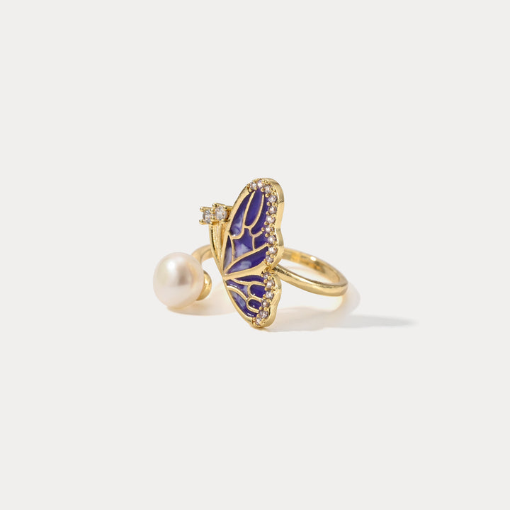 Selenichast Half Butterfly Pearl Ring