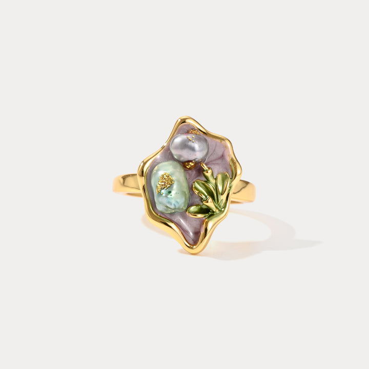 Selenichast Purple Pearl Tulip Flower Ring