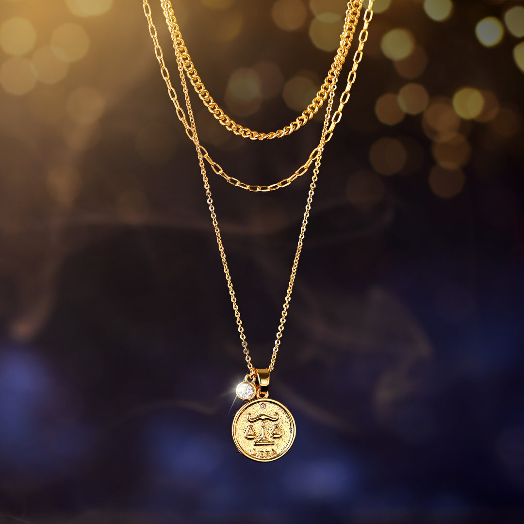 Selenichast Libra Zodiac Layered Necklace