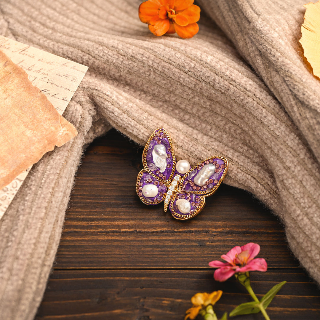 Purple Butterfly Brooch