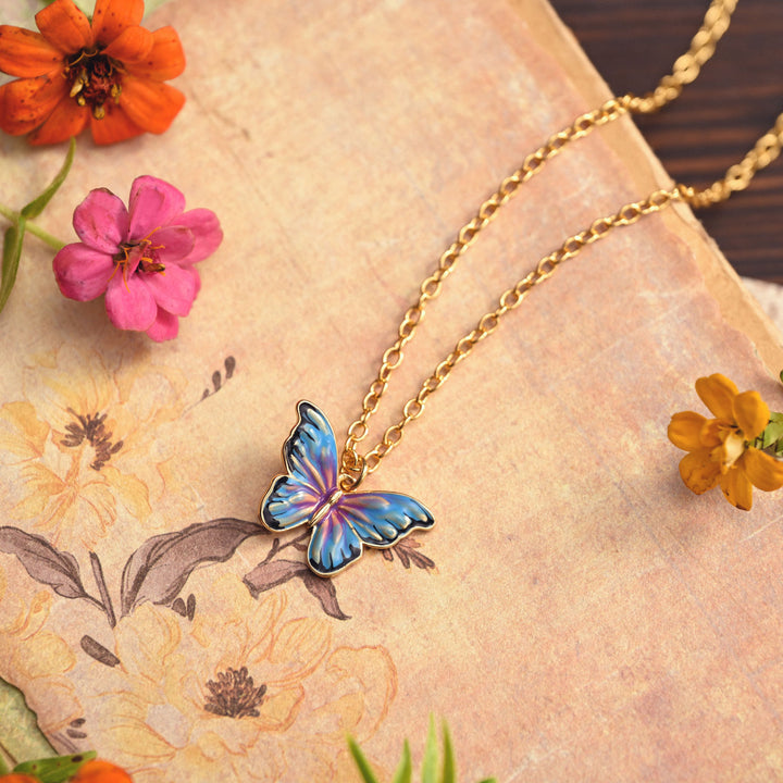 Bluish Violet Butterfly Necklace