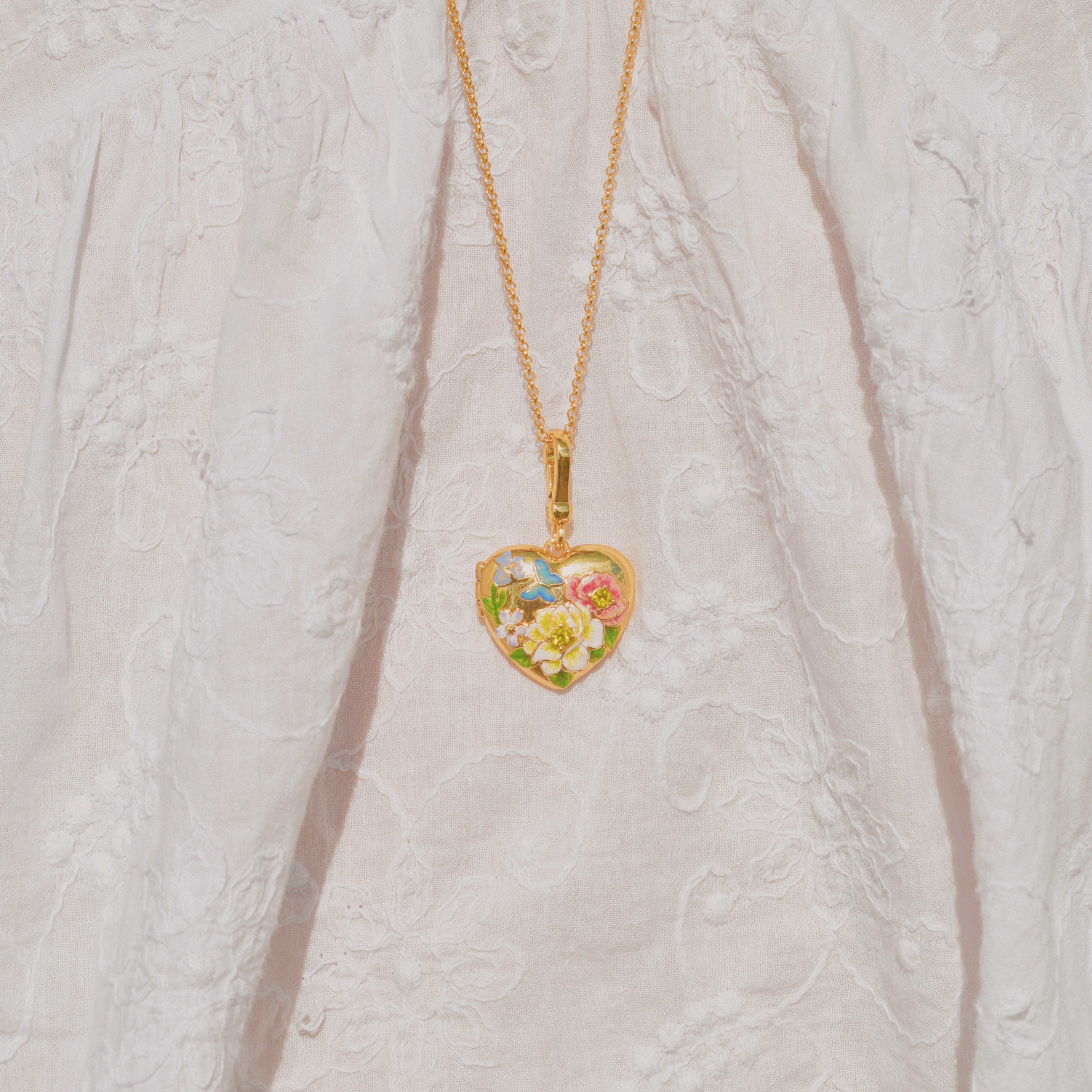 Flower Heart Shaped Locket Necklace