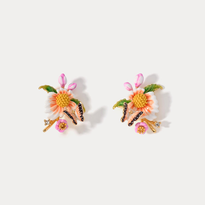 Selenichast Little Daisy Butterfly Earrings