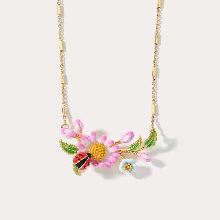 Selenichast Daisy Ladybug Necklace