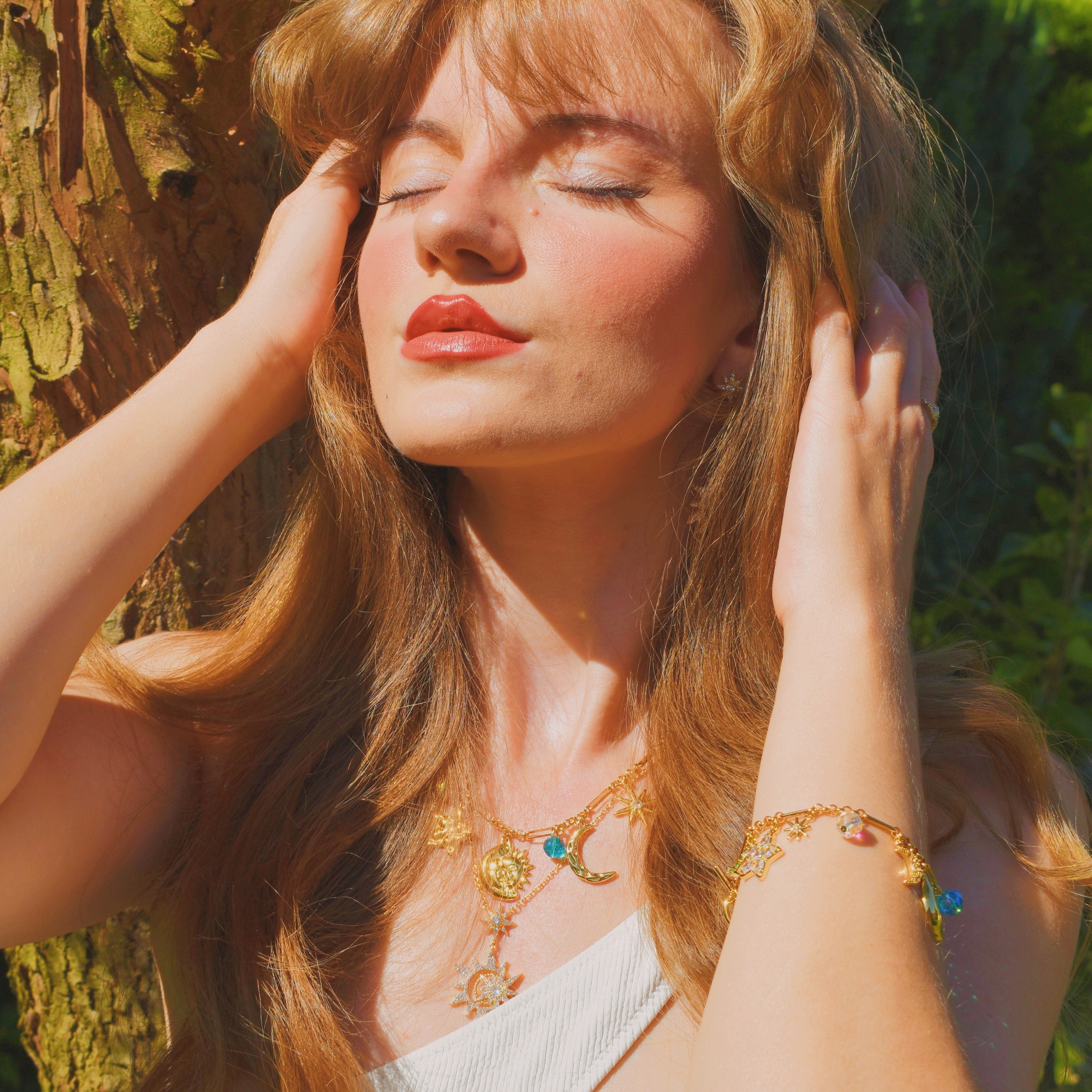 Collar de encanto de la estrella de la luna