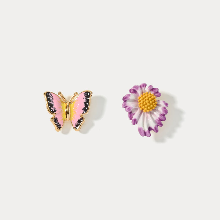 Selenichast Daisy Butterfly Stud Earrings