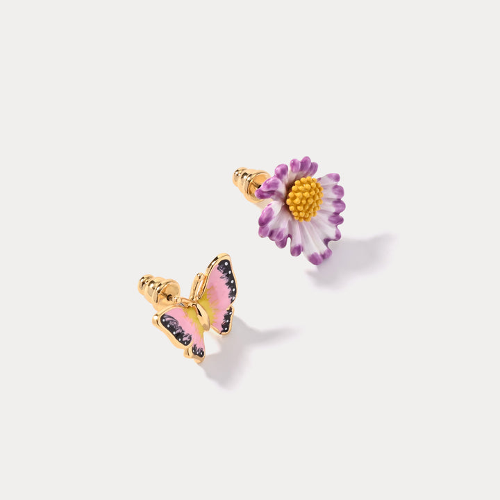 Selenichast Daisy Butterfly Stud Earrings