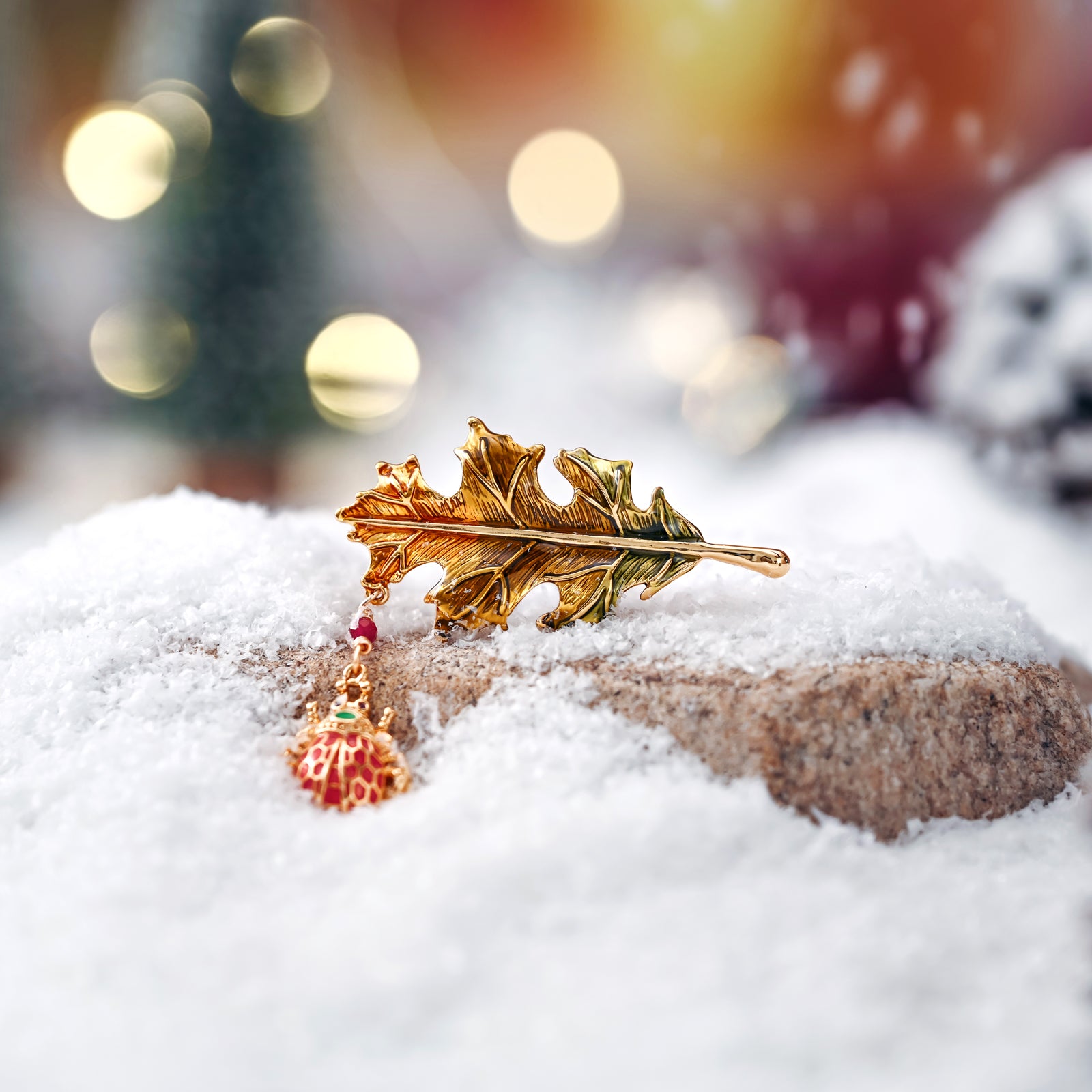 Ladybug Leaf Brooch Christmas Gift 