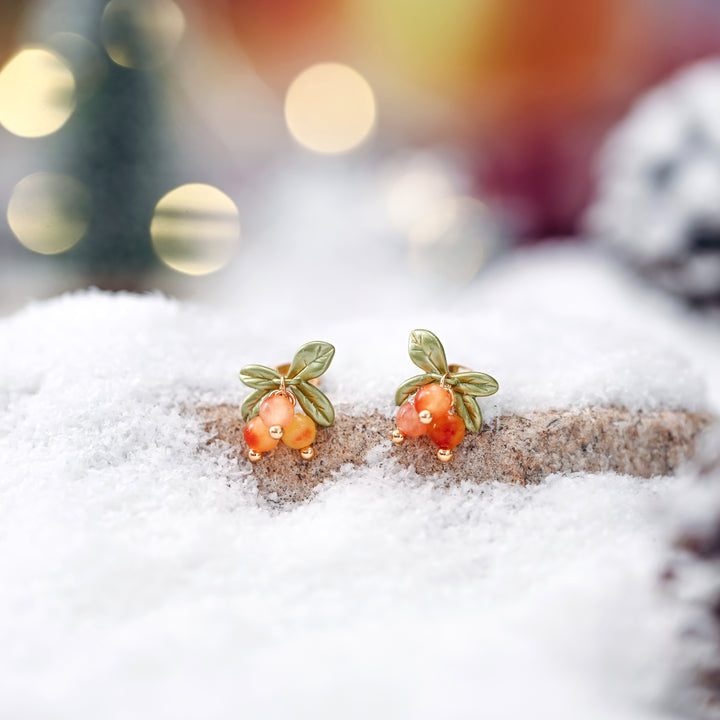 Orange Berry Stud Earrings