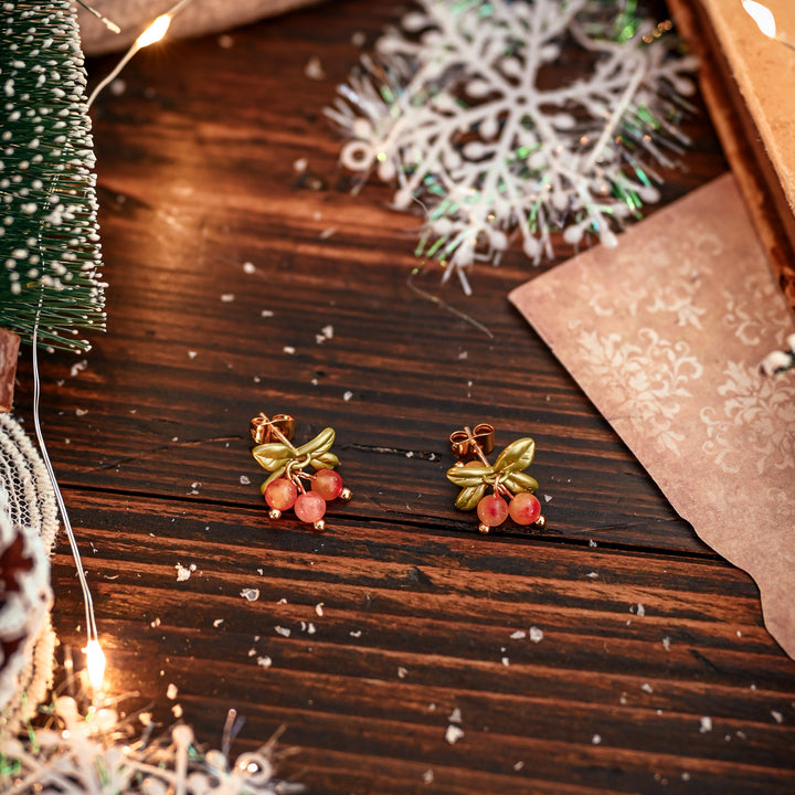 Orange Berry Stud Earrings Gold