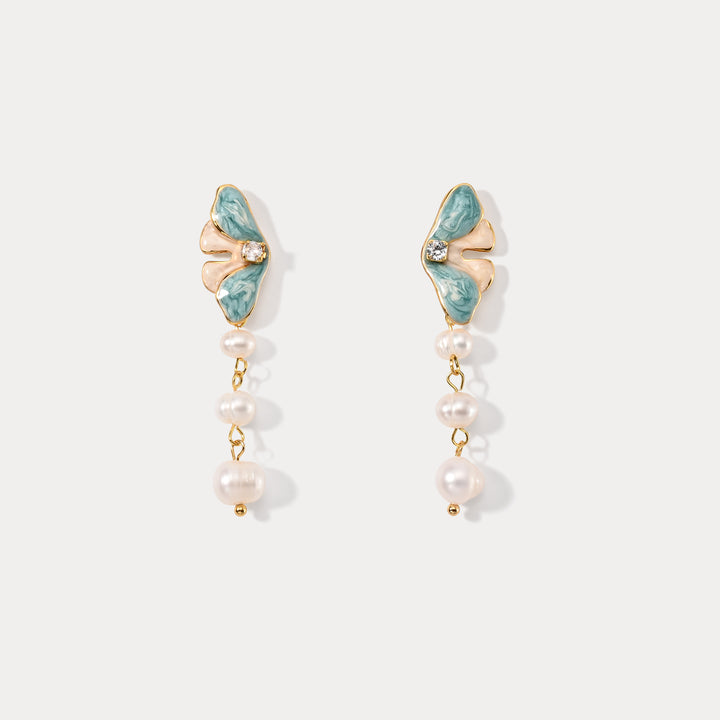 Butterfly Pearl Dangling Earrings