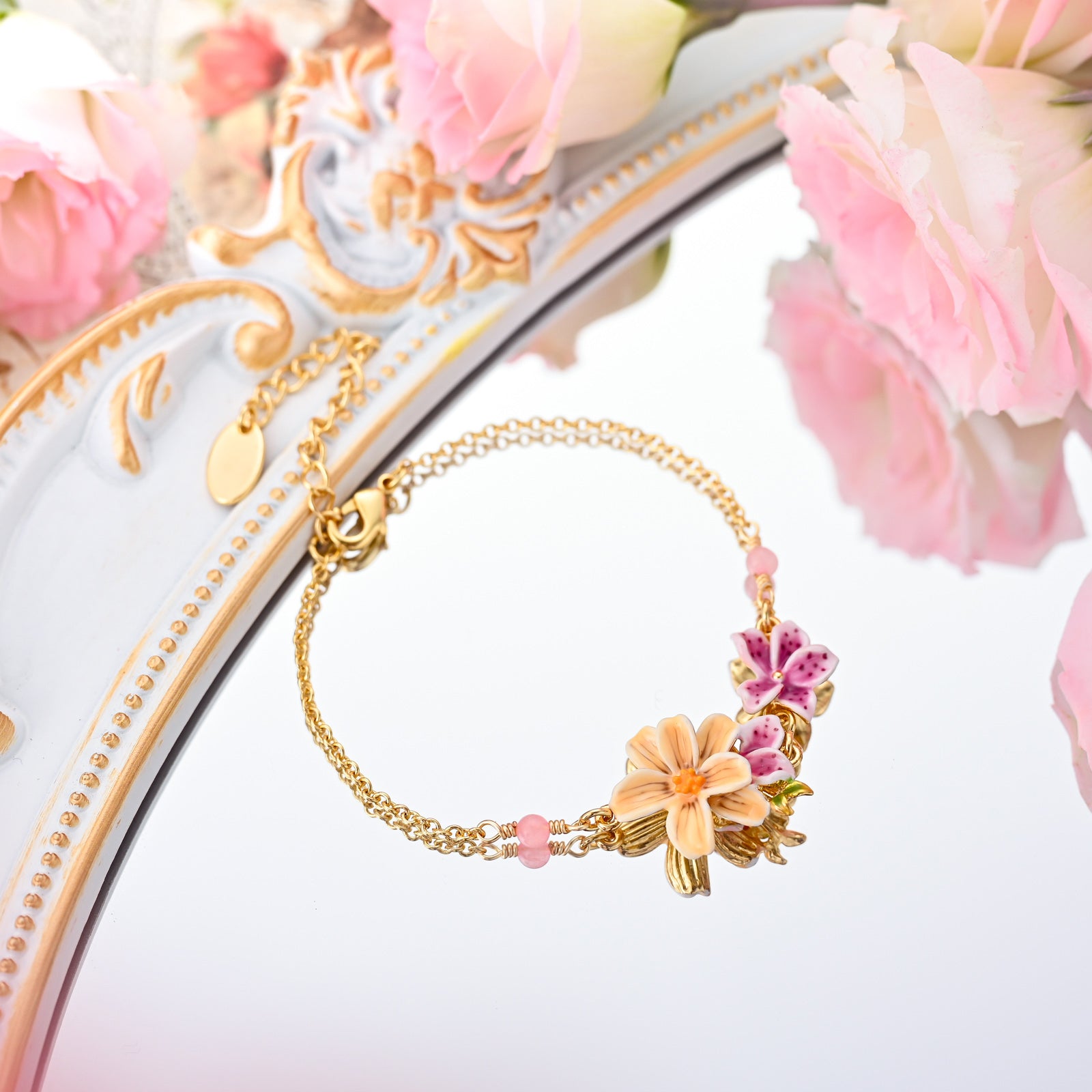 Selenichast Garden Flower Bracelet For Women, Enamel Flower
