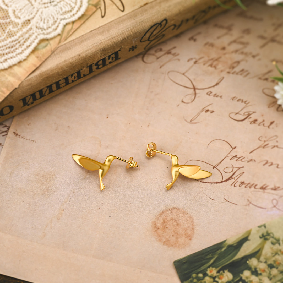 Gold Hummingbird Earrings