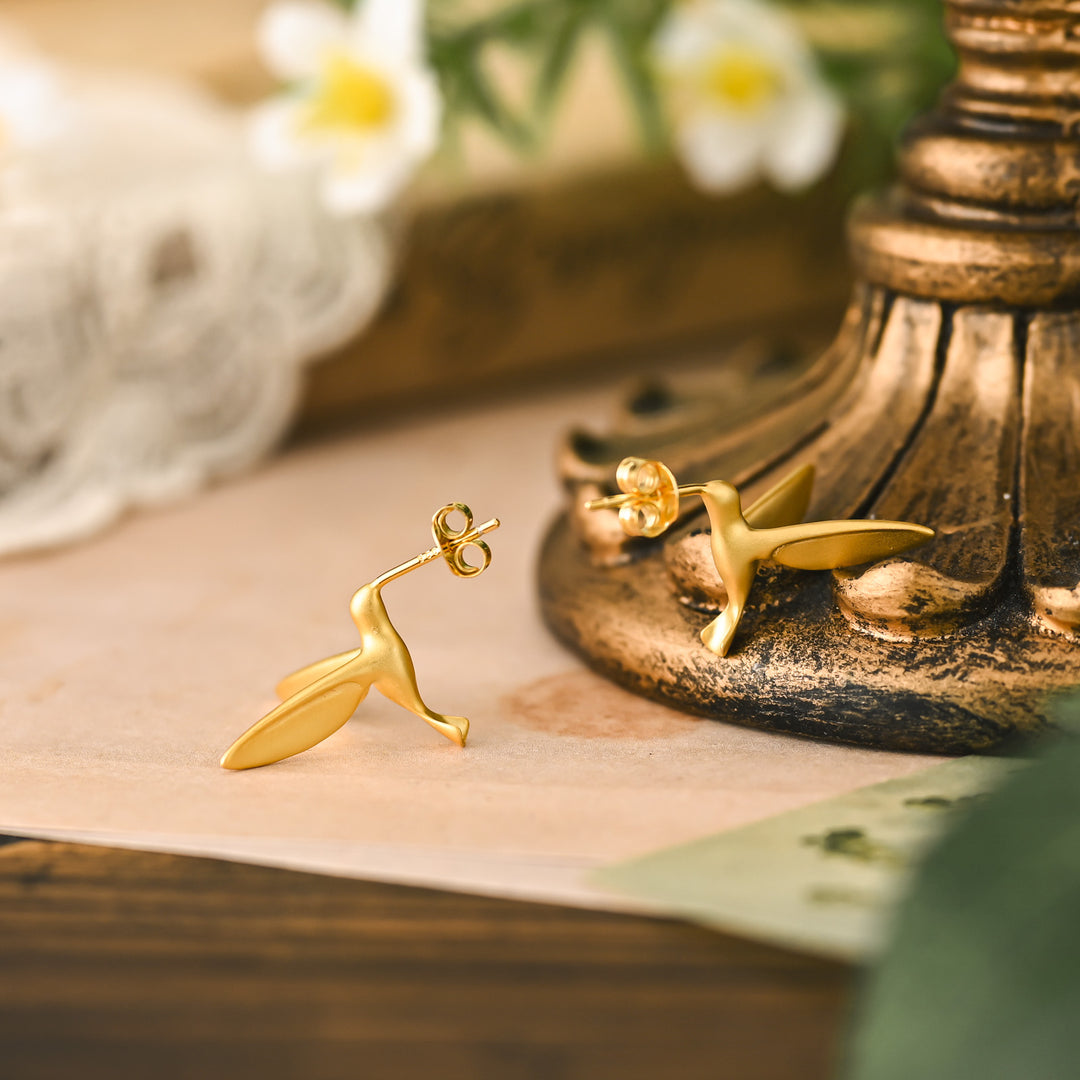 Gold Hummingbird Earrings