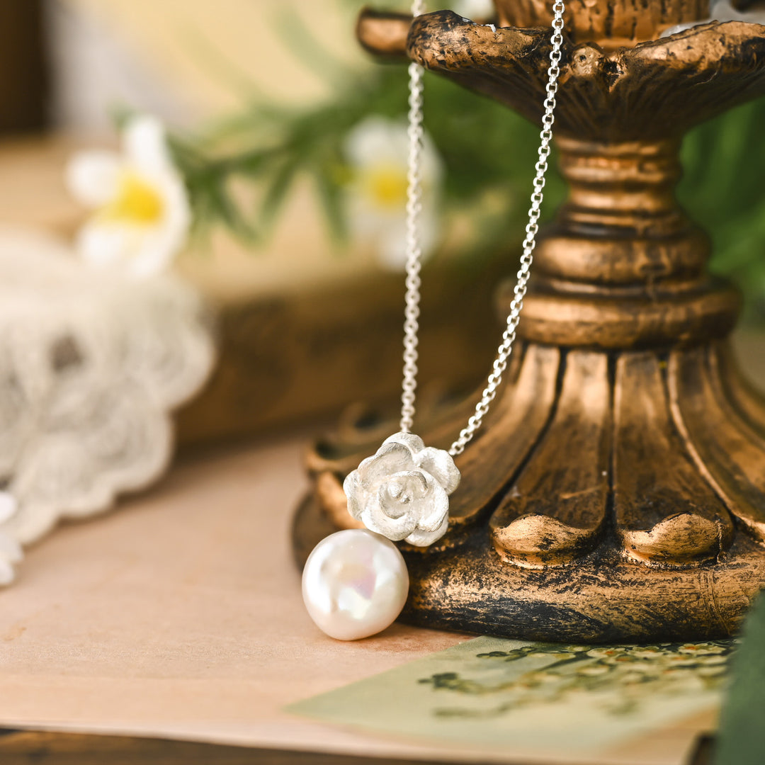 Silver Camellia Necklace