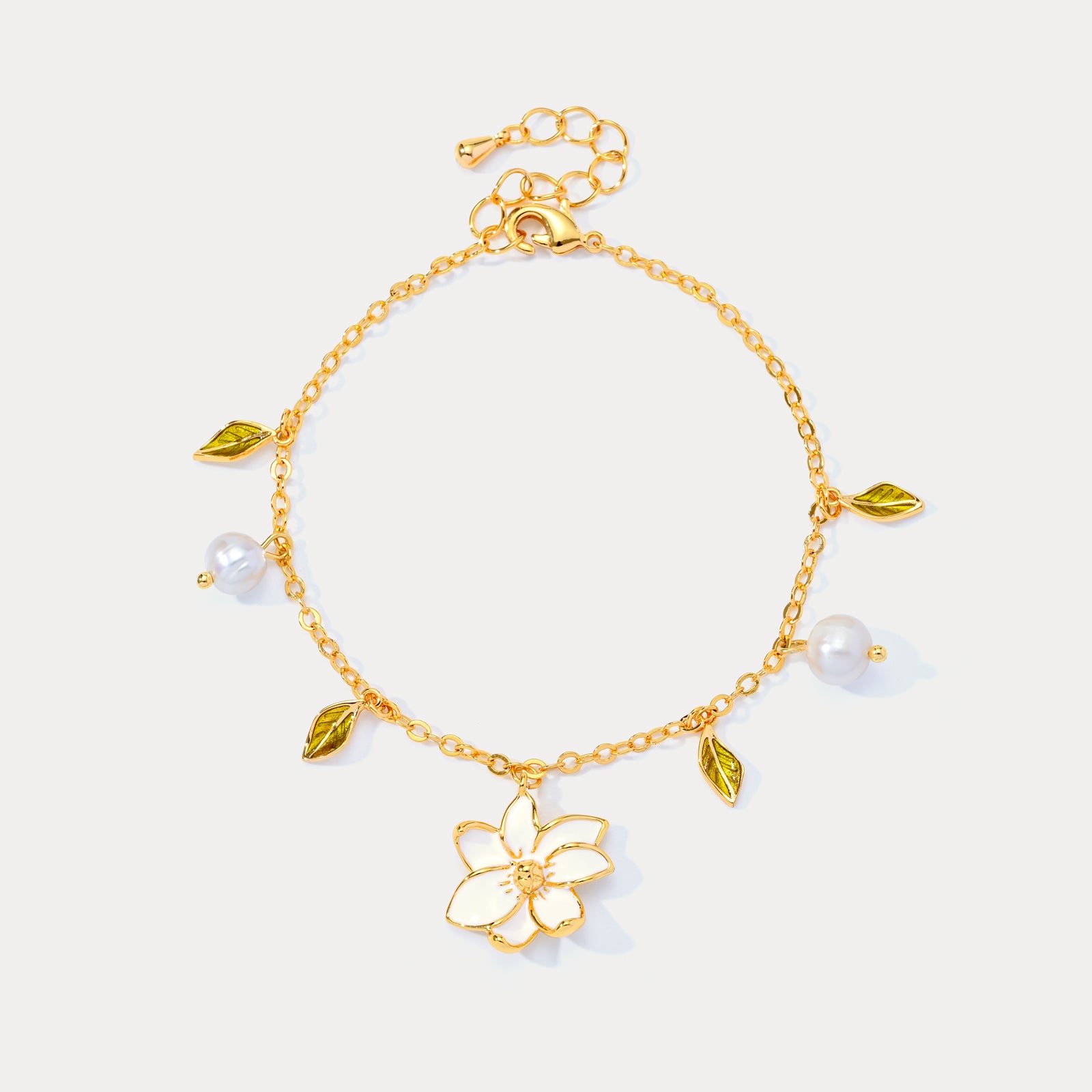 ★ PISCESS★ PP Flower Bracelet Ivory 5006698221 Flower Classic Gigi Baby Pink diamond bracelet, Yellow Gold
