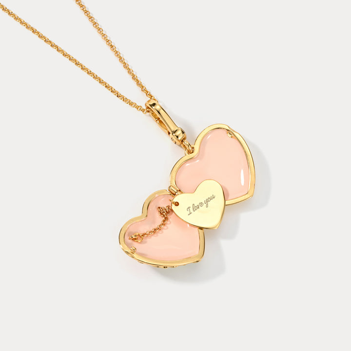 Flower Heart Shaped Locket Necklace