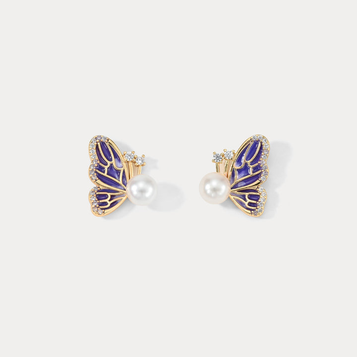 Selenichast Butterfly Pearl Earrings