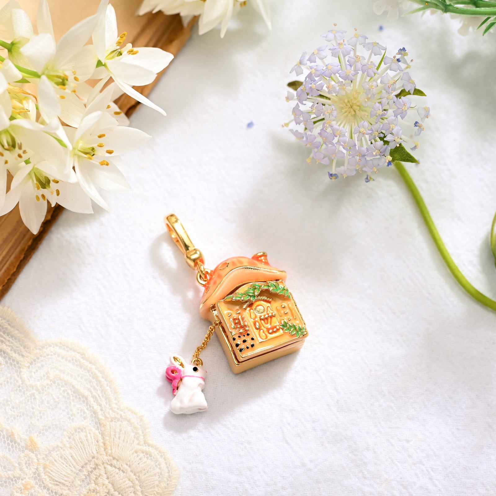 Delicate Mushroom House Locket Necklace