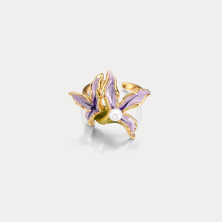 Selenichast Iris Flower Pearl Ring