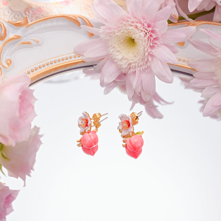 Dainty Peach Floral Earrings