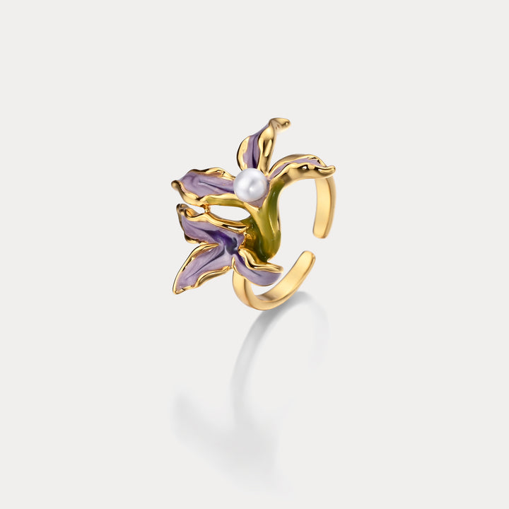 Selenichast Iris Flower Pearl Ring