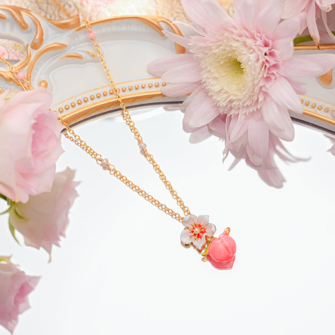 Dainty Peach Floral Necklace
