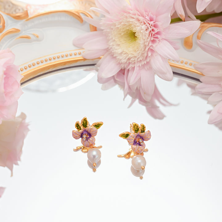 Dainty Pansy Flower Earrings