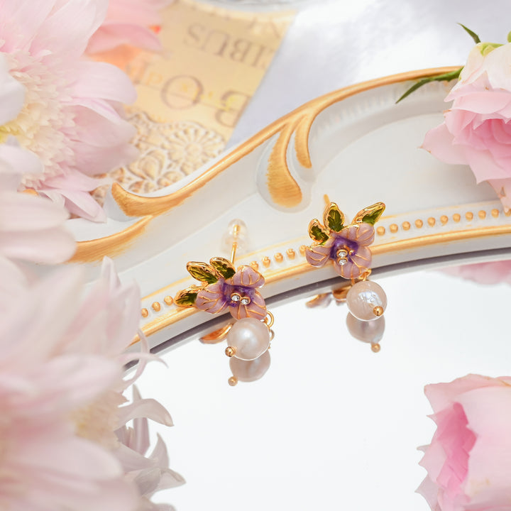 Delicate Pansy Flower Earrings
