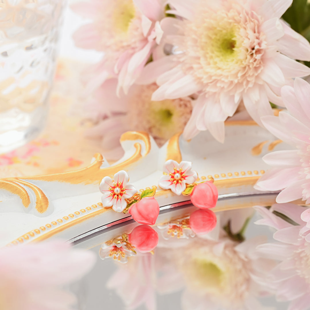 Delicate Peach Floral Earrings