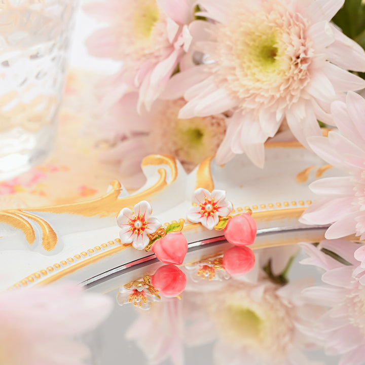 Delicate Peach Floral Earrings