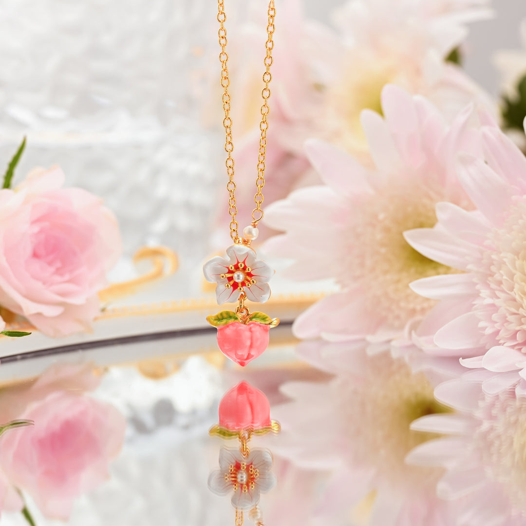 Delicate Peach Floral Necklace