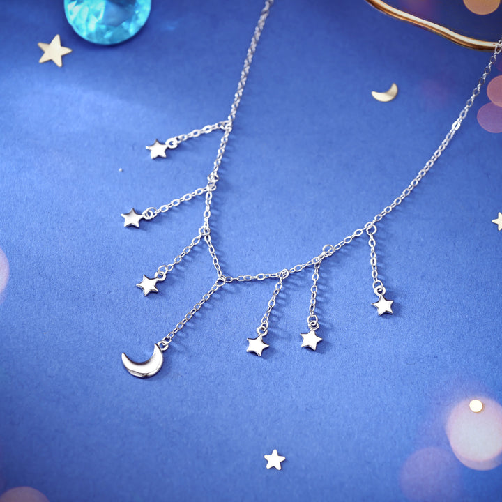 Selenichast Moon and Star Tassel Necklace