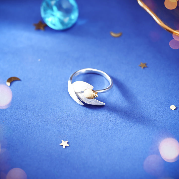 Silver Tulip Pomegranate Ring