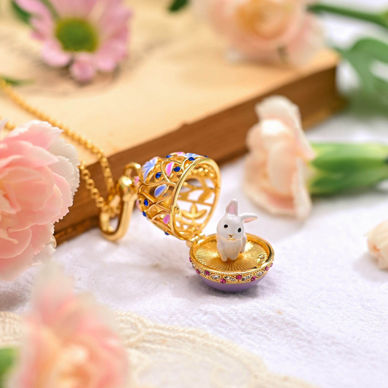 Rabbit Egg Locket Necklace