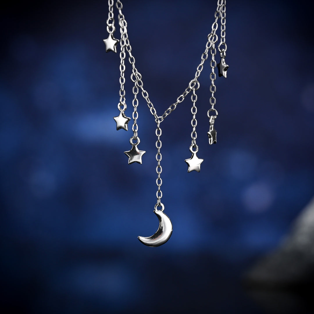 Selenichast Moon and Star Tassel Necklace