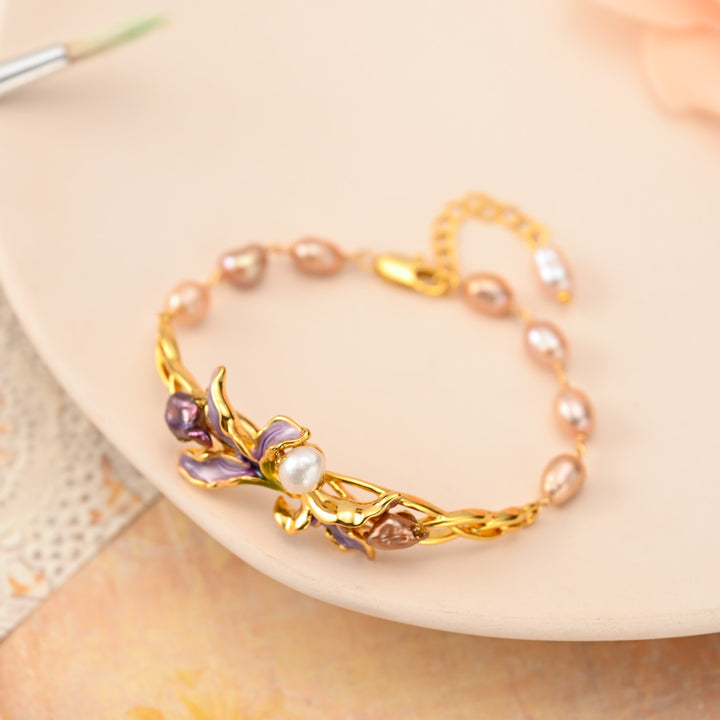 Iris Flower Pearl Bracelet