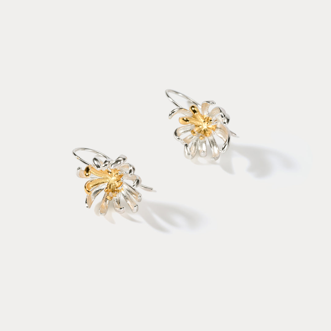 Silver Chrysanthemum Earrings