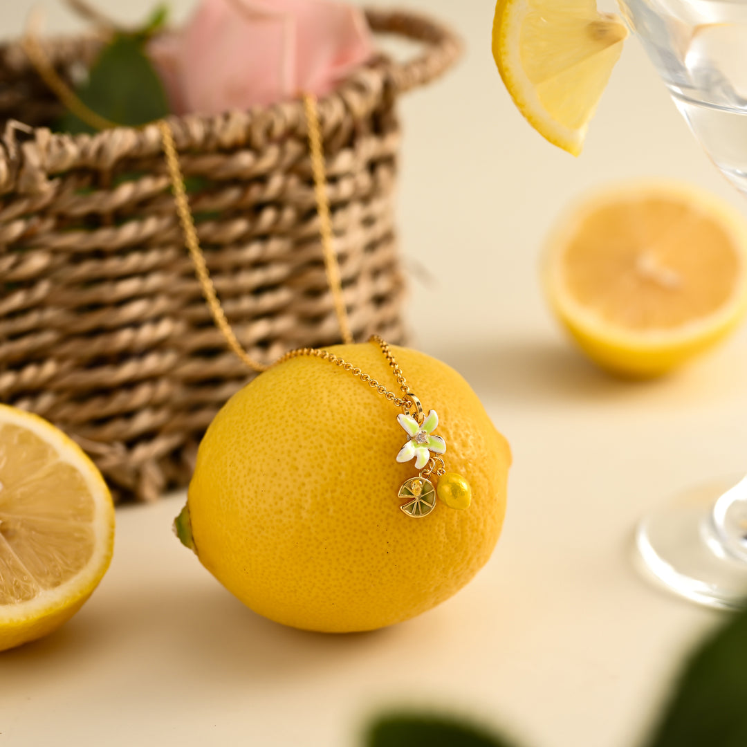 Flower Lemon Pendant Necklace