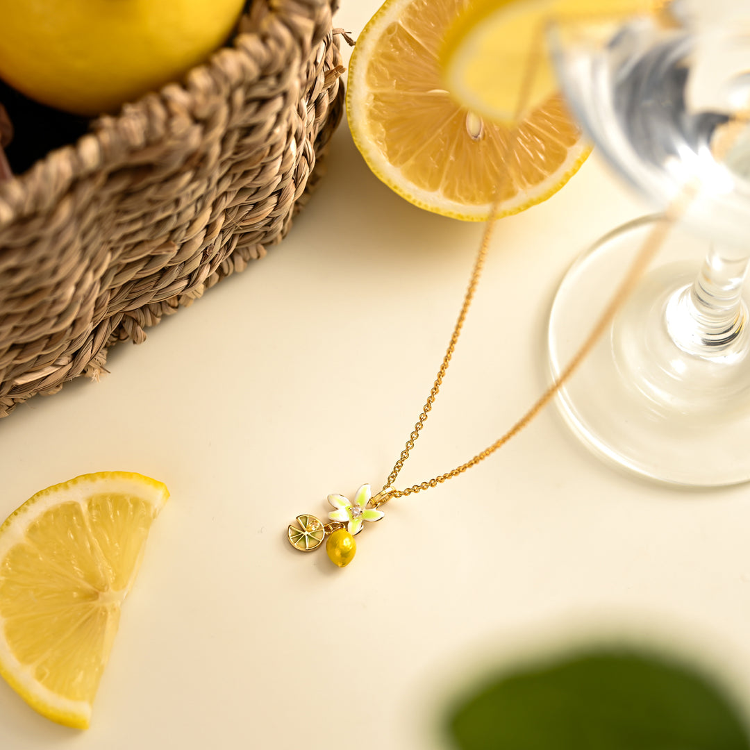 Flower Lemon Pendant Necklace