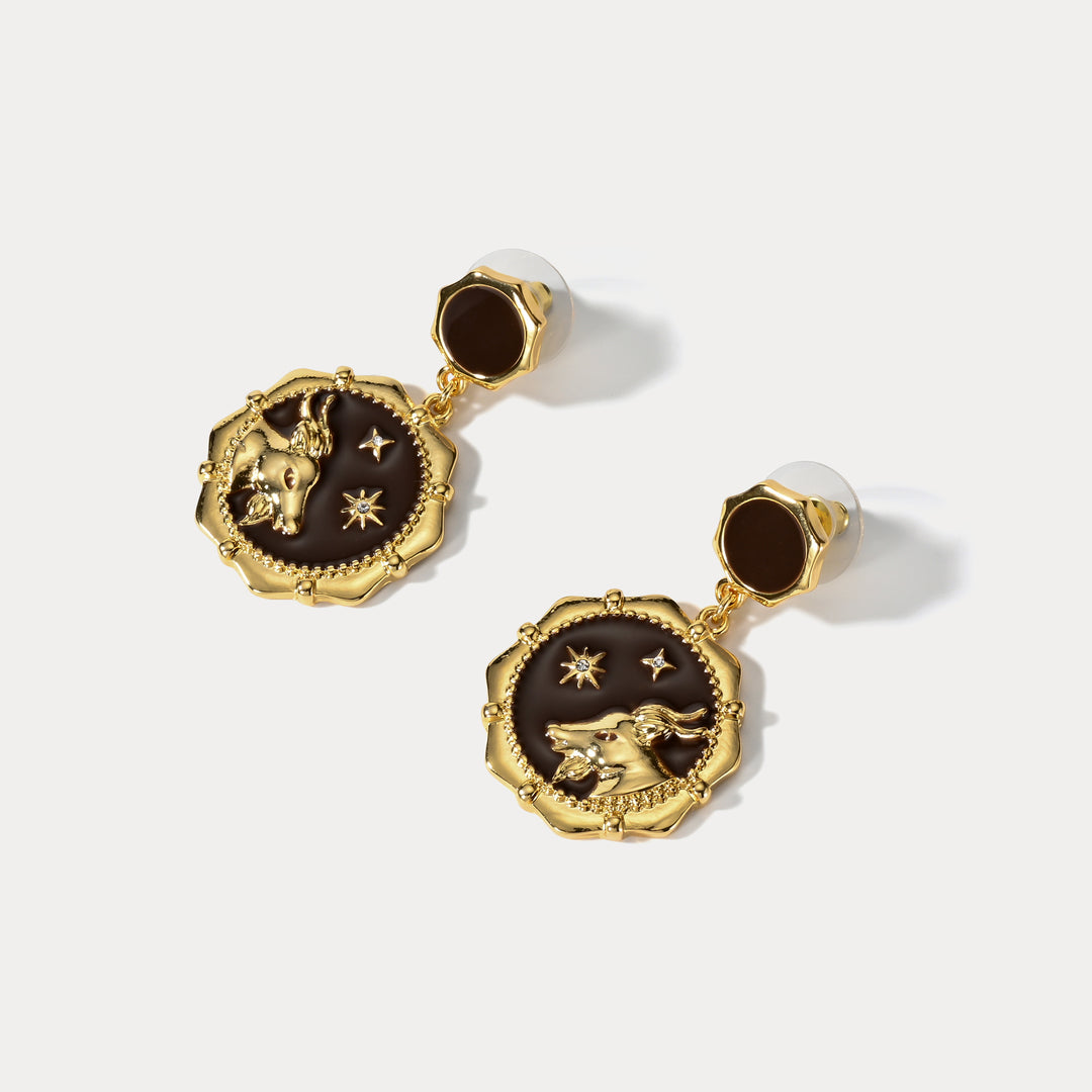 Capricorn Enamel Earrings