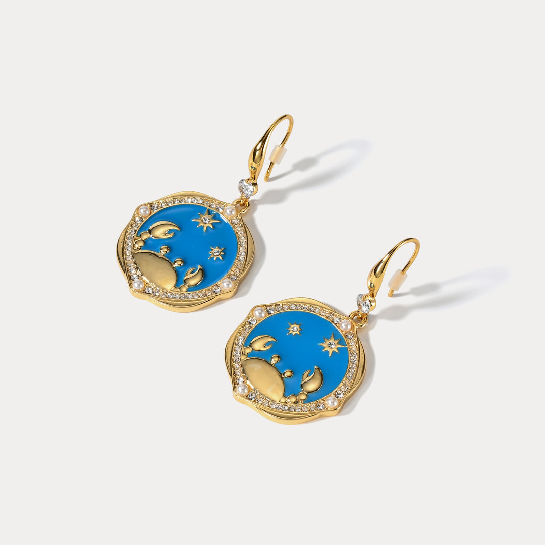 Cancer Enamel Earrings