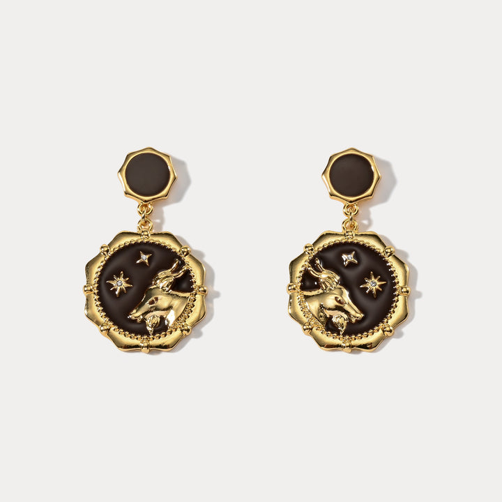 Capricorn Enamel Earrings