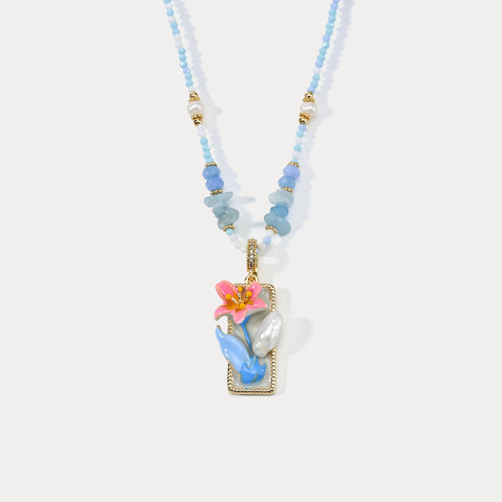 Oil Painting Flower Necklace